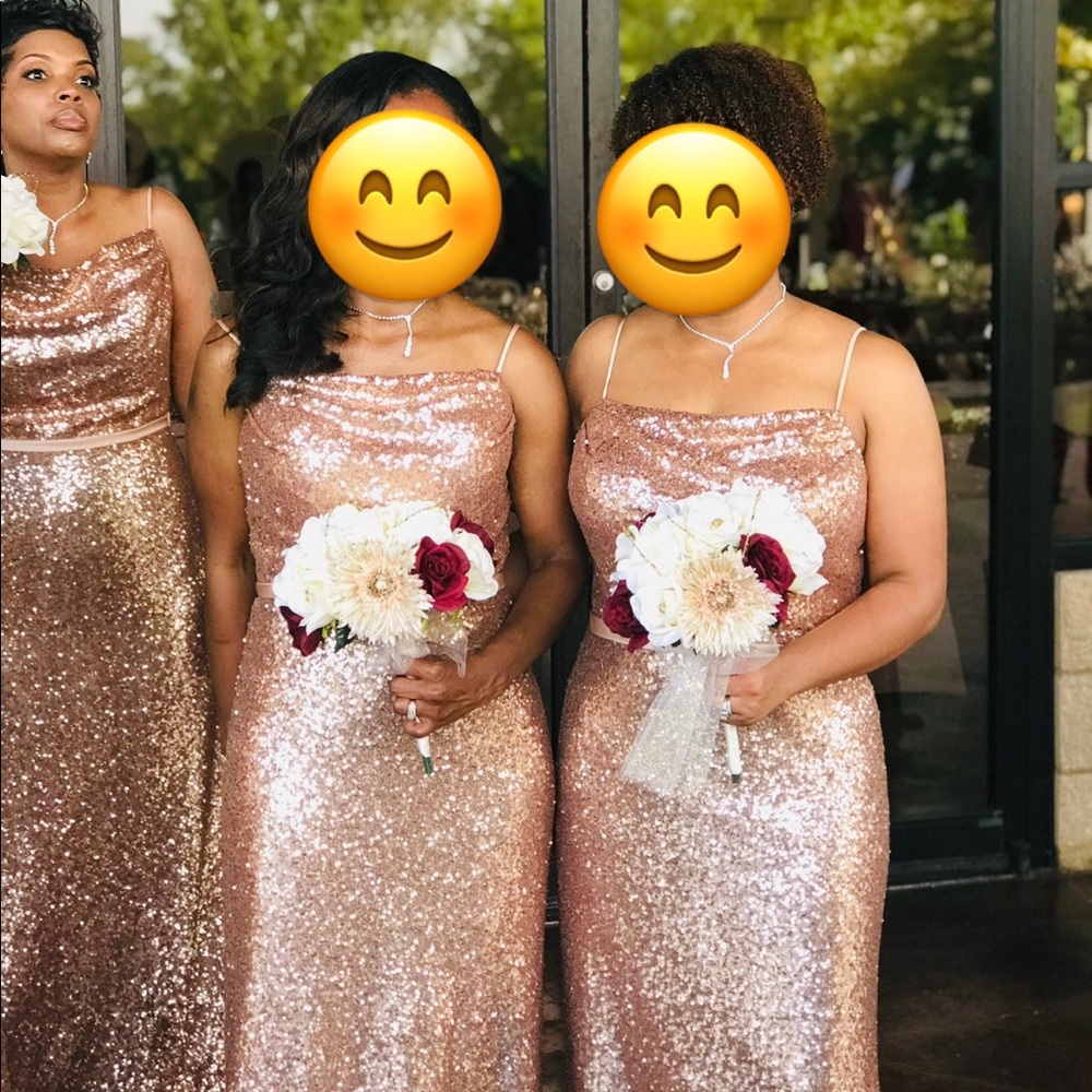 Christina Wu rose gold sequin dress